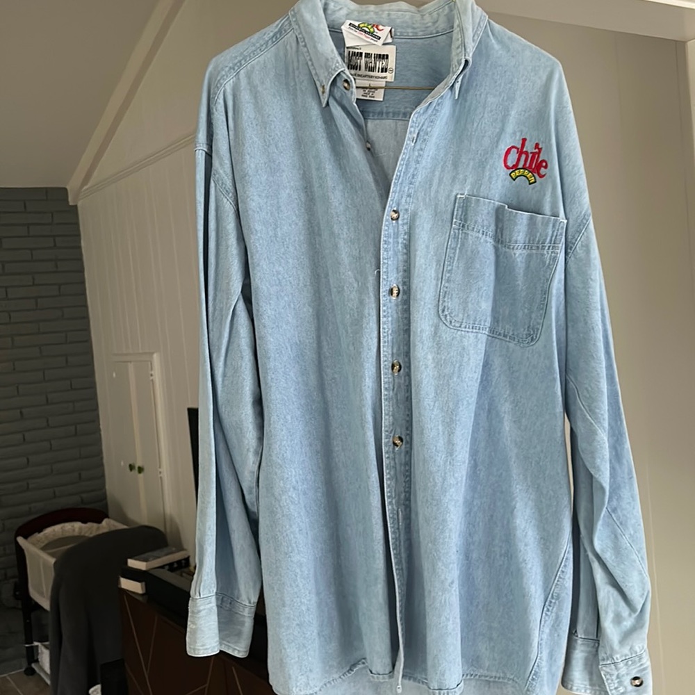 Vintage Chili Pepper denim button down top
